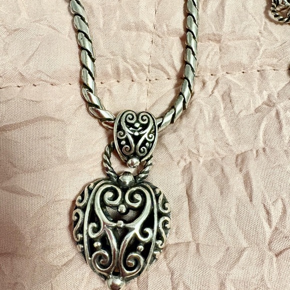 Brighton Elegant Silver Heart Pendant Necklace and Bracelet Set - Picture 3 of 4